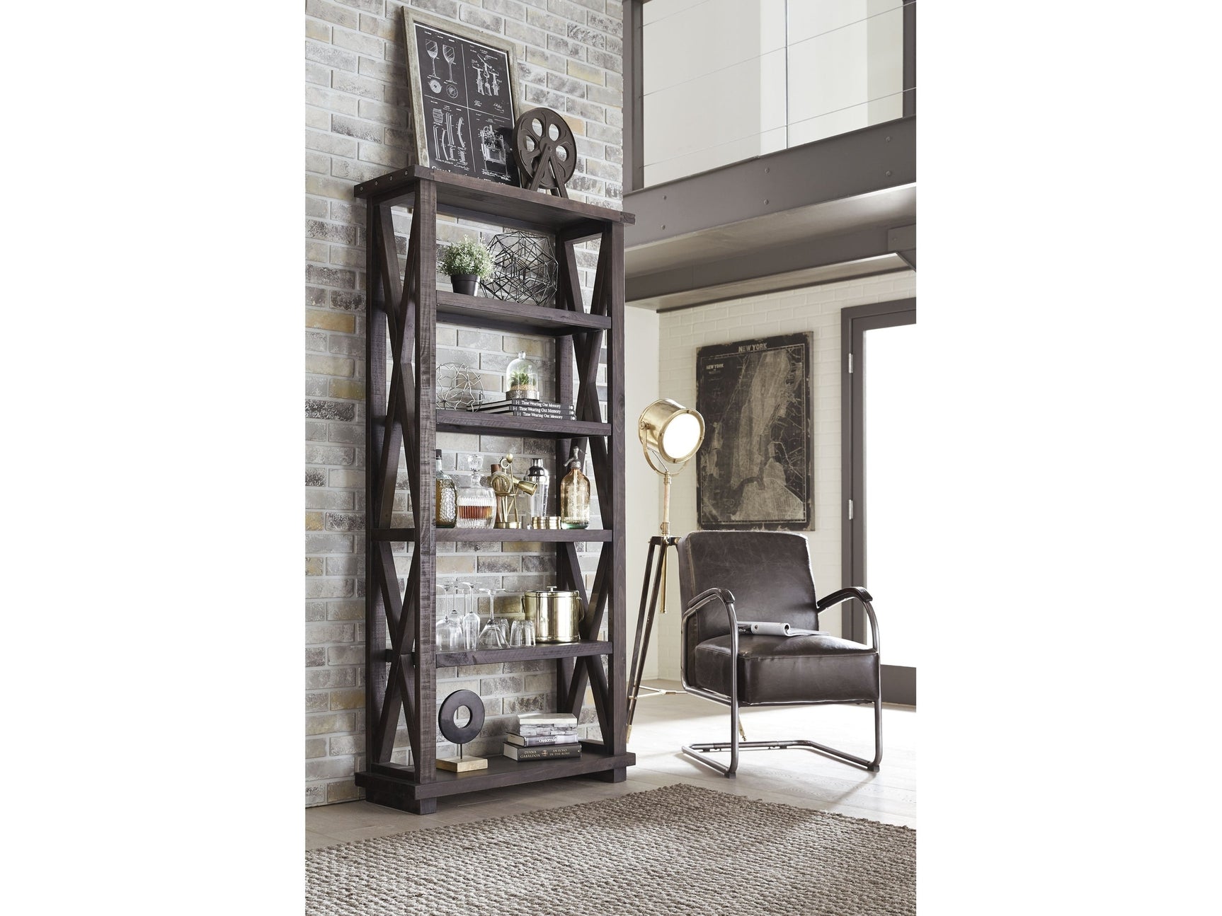 Yosemite Solid Wood 82x39 inch Bookshelf in Cafe - Ornate Home