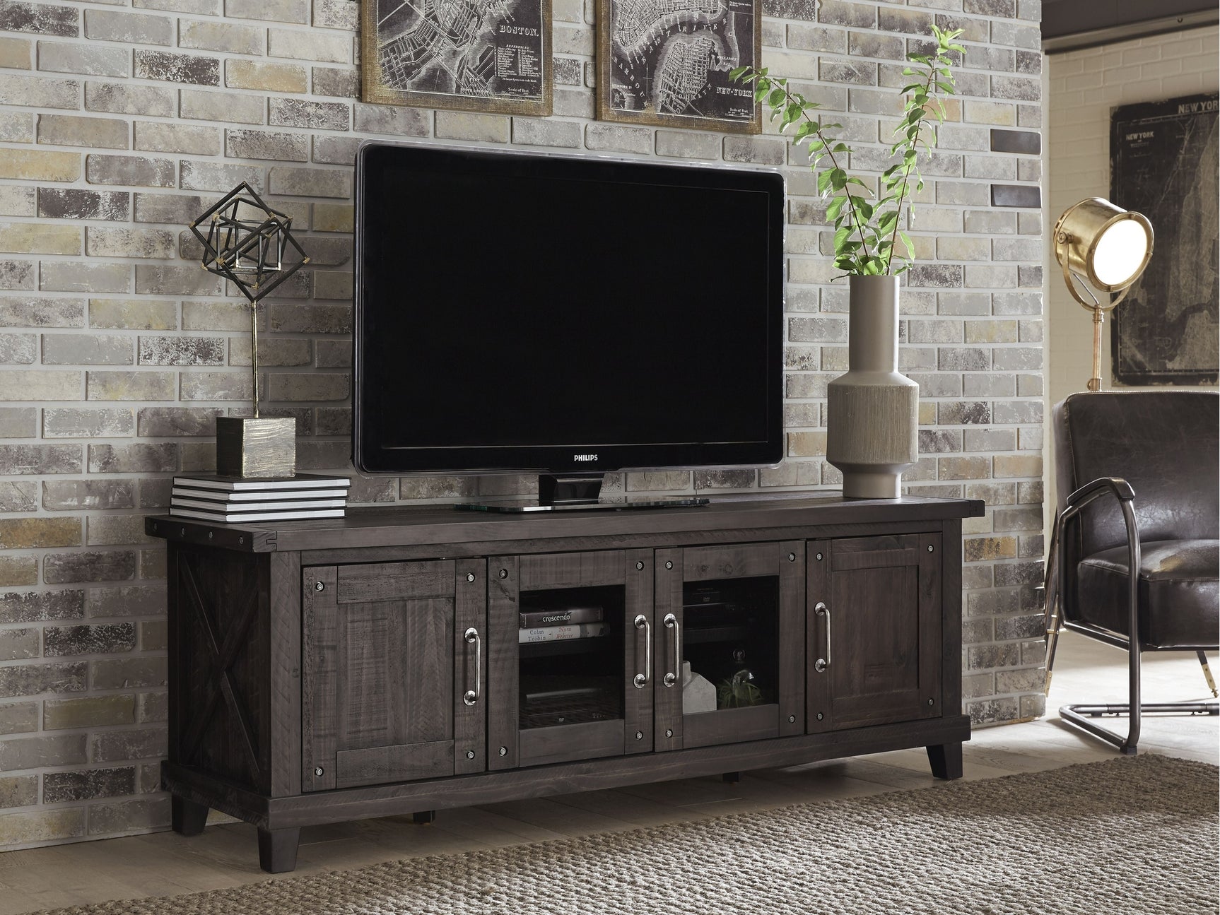 Yosemite Solid Wood Four Door Media Console in Cafe - Ornate Home