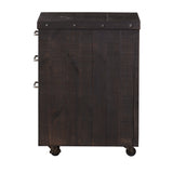 Yosemite Solid Wood Rollling File Cabinet in Cafe - Ornate Home
