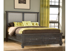 Yosemite Upholstered Footboard California King Storage Bed in Cafe - Ornate Home