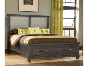 Yosemite Upholstered Footboard California King Storage Bed in Cafe - Ornate Home