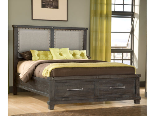 Yosemite Upholstered Footboard California King Storage Bed in Cafe - Ornate Home