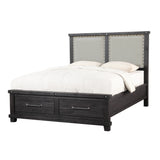 Yosemite Upholstered Footboard Eastern King Storage Bed in Cafe - Ornate Home