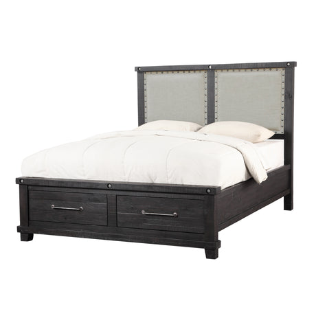 Yosemite Upholstered Footboard Eastern King Storage Bed in Cafe - Ornate Home