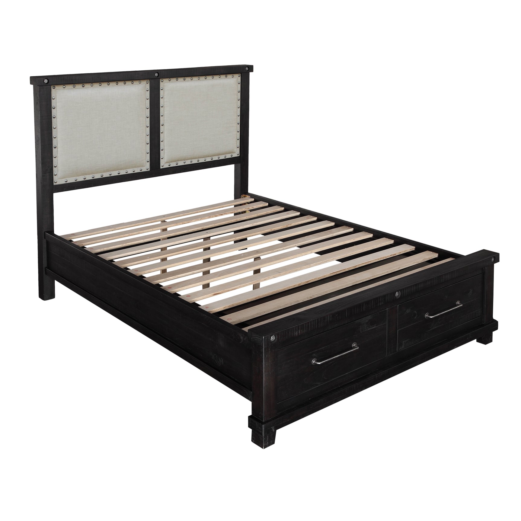 Yosemite Upholstered Footboard Queen Storage Bed in Cafe - Ornate Home