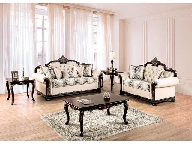 Yucatan Dark Cherry/Beige Sofa & Loveseat - Ornate Home