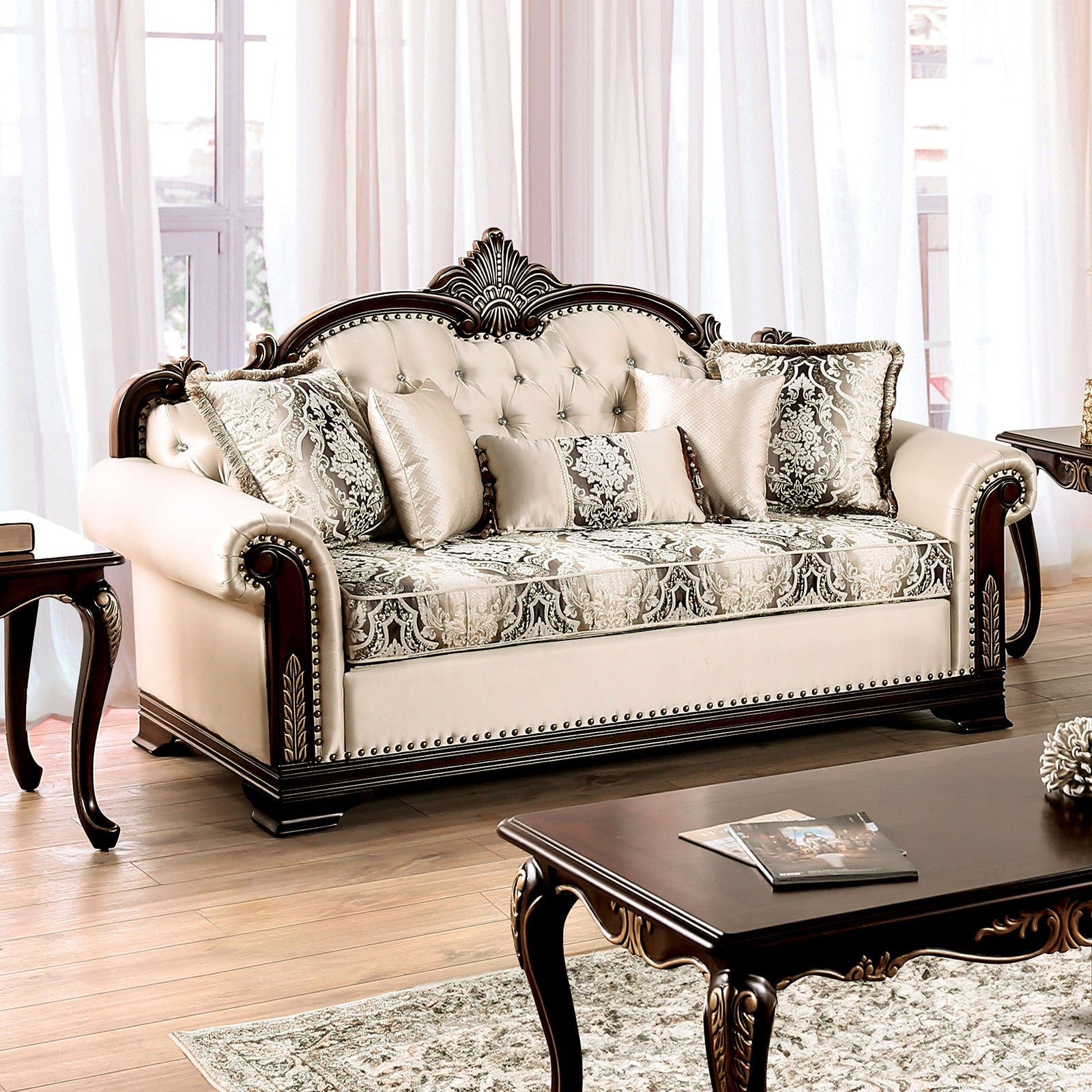 Yucatan Dark Cherry/Beige Sofa & Loveseat - Ornate Home