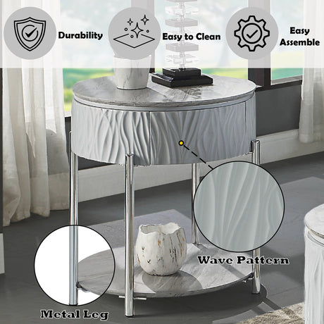 Yukino Gray End Table - Ornate Home