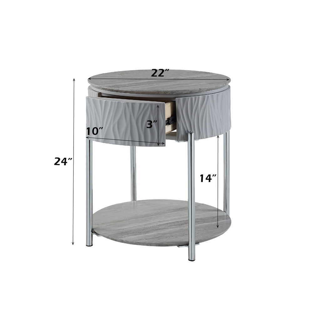 Yukino Gray End Table - Ornate Home