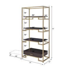 Yumia Gold & Clear Glass Bookshelf - Ornate Home
