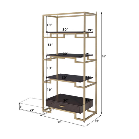 Yumia Gold & Clear Glass Bookshelf - Ornate Home