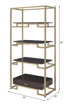 Yumia Gold & Clear Glass Bookshelf - Ornate Home