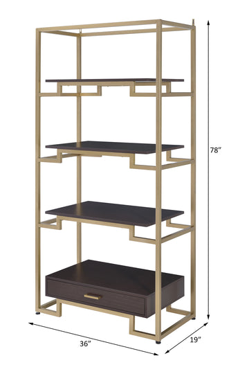 Yumia Gold & Clear Glass Bookshelf - Ornate Home