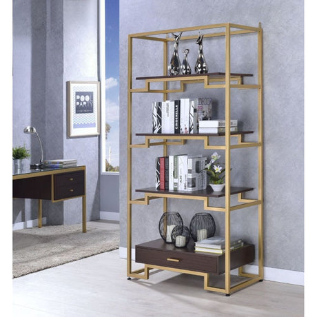 Yumia Gold & Clear Glass Bookshelf - Ornate Home