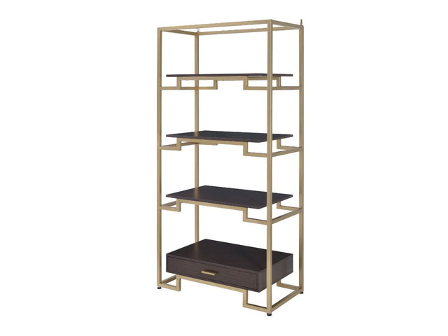Yumia Gold & Clear Glass Bookshelf - Ornate Home