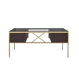 Yumia Gold & Clear Glass Desk - Ornate Home