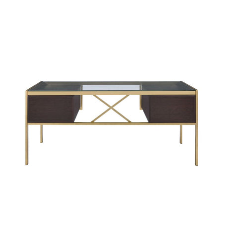 Yumia Gold & Clear Glass Desk - Ornate Home