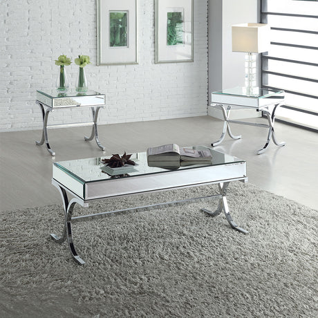 Yuri Mirrored Top & Chrome Coffee Table - Ornate Home