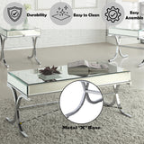 Yuri Mirrored Top & Chrome Coffee Table - Ornate Home