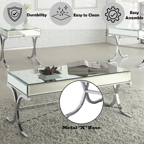 Yuri Mirrored Top & Chrome Coffee Table - Ornate Home