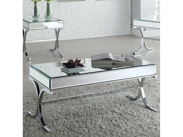 Yuri Mirrored Top & Chrome Coffee Table - Ornate Home