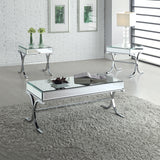 Yuri Mirrored Top & Chrome End Table - Ornate Home