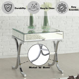 Yuri Mirrored Top & Chrome End Table - Ornate Home
