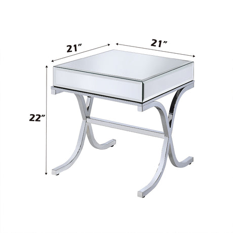Yuri Mirrored Top & Chrome End Table - Ornate Home