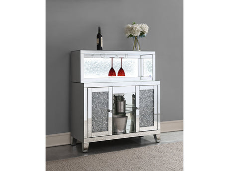 Yvaine Silver 2-door Mirrored Acrylic Home Bar Wine Cabinet - Ornate Home