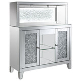 Yvaine Silver 2-door Mirrored Acrylic Home Bar Wine Cabinet - Ornate Home