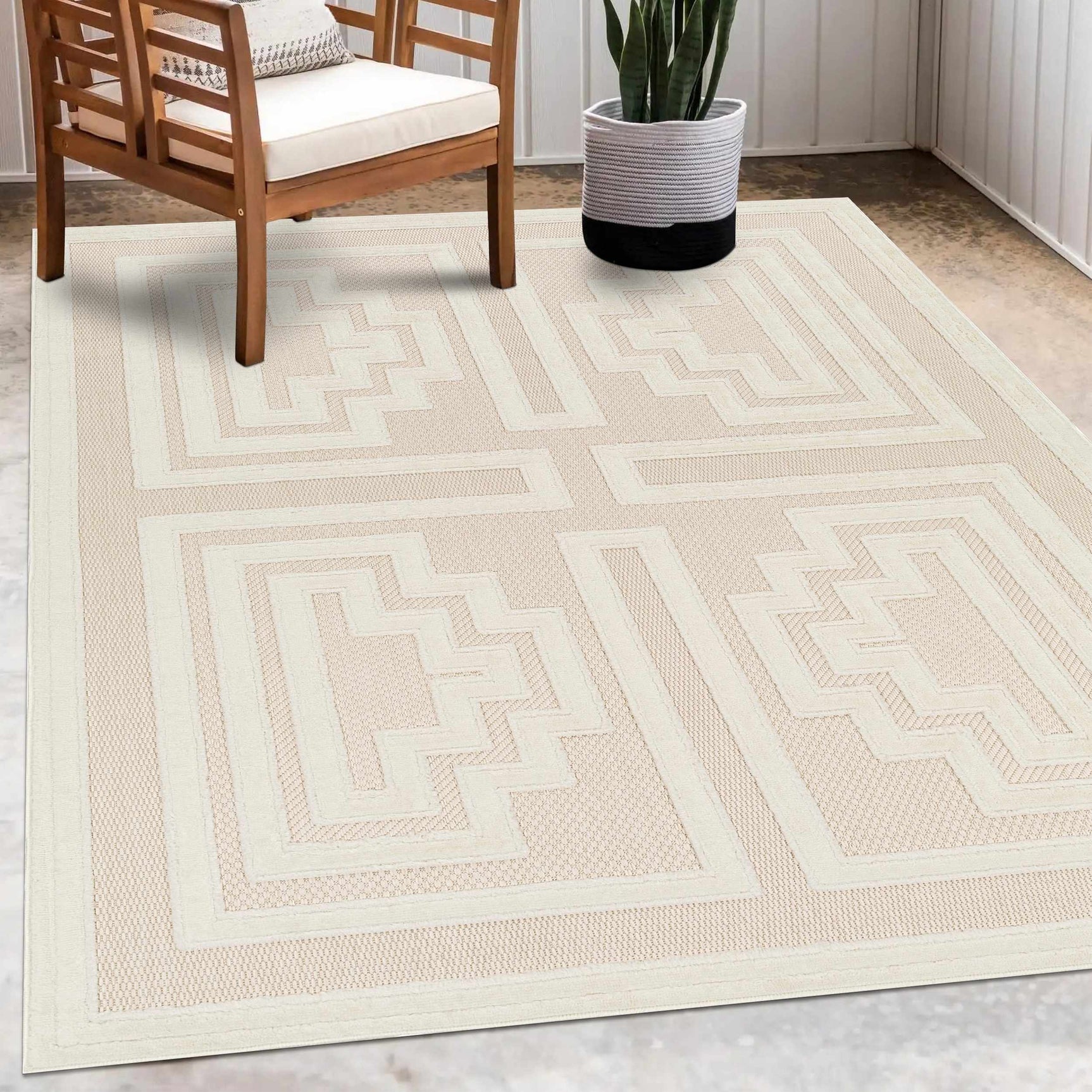 Yves Cream Outdoor Rug - Clearance - Ornate Home