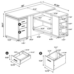 Yvette Mango 60-inch 3-drawer L-Shape Computer Desk - Ornate Home