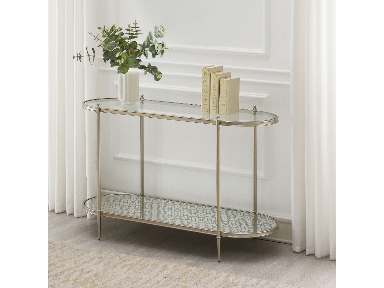 Zaba Oval Silver Sofa Table - Ornate Home