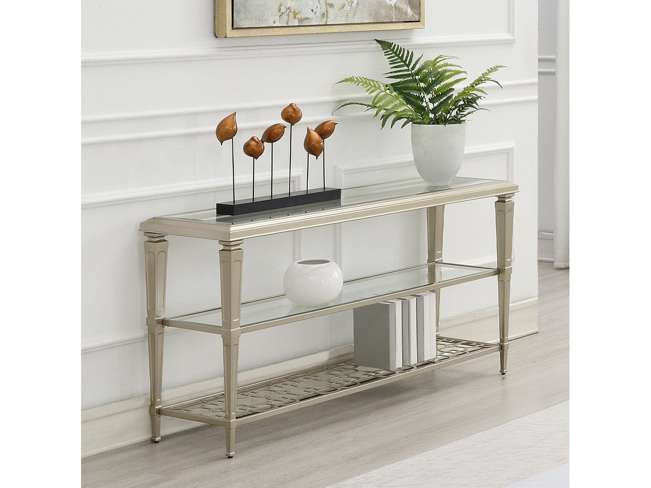 Zaba Rectangular Silver Sofa Table - Ornate Home