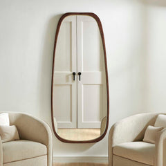 Zachari Brass/Woodtone Asymmetrical Tall Mirror - Ornate Home