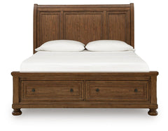 Zackaryn Warm Brown Queen Sleigh Storage Bed - Ornate Home