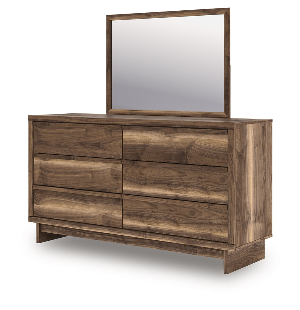 Zadilyn Brown 6 Drawer Dresser and Mirror - Ornate Home
