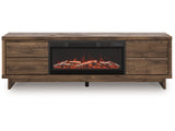 Zadilyn Brown 72" TV Stand with Electric Fireplace - Ornate Home