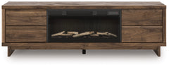 Zadilyn Brown 72" TV Stand with Electric Fireplace - Ornate Home