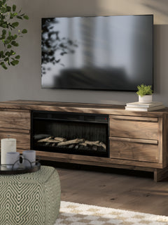 Zadilyn Brown 72" TV Stand with Electric Fireplace - Ornate Home