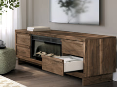 Zadilyn Brown 72" TV Stand with Electric Fireplace - Ornate Home