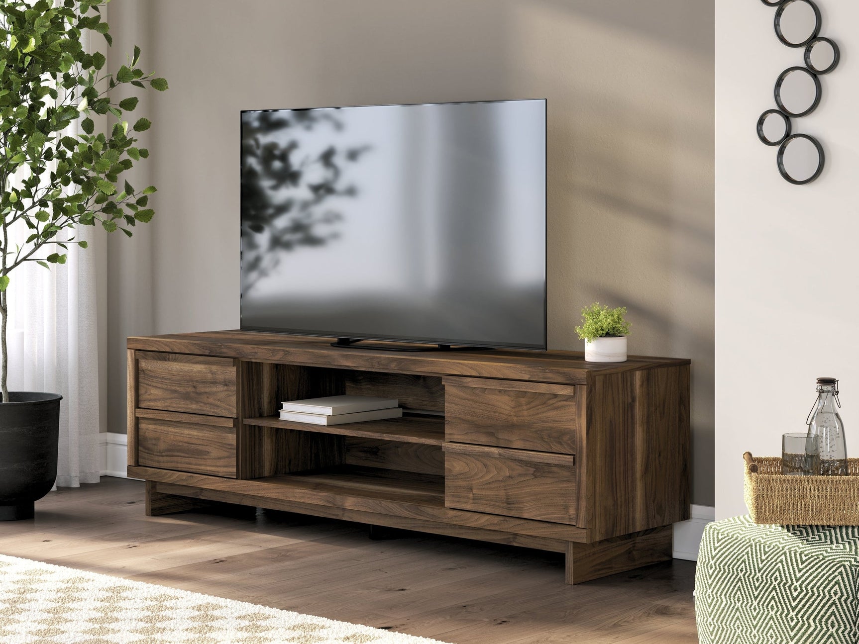 Zadilyn Brown XL TV Stand w/Fireplace Option (Online Special Price) - Ornate Home