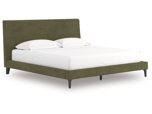 Zadilyn Sage Green King Upholstered Bed with Roll Slats - Ornate Home