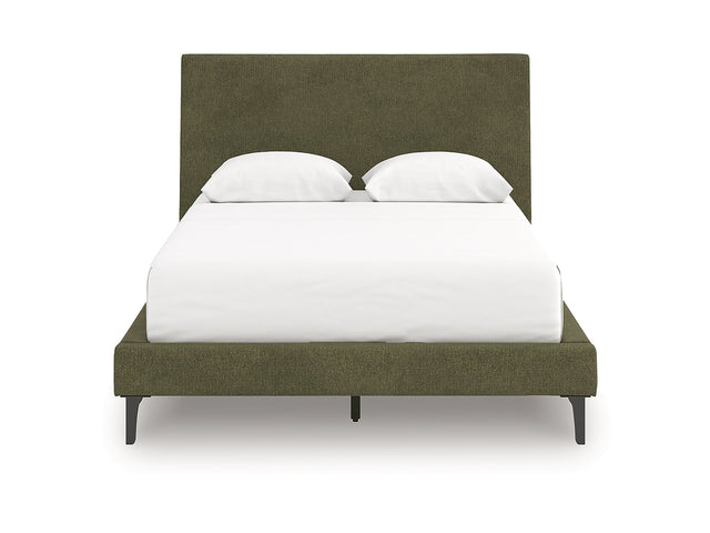 Zadilyn Sage Green Queen Upholstered Bed with Roll Slats (Online Special Price) - Ornate Home
