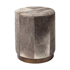 Zahavi Gold Gray-Toned Hair-On-Hide Ottoman - Ornate Home