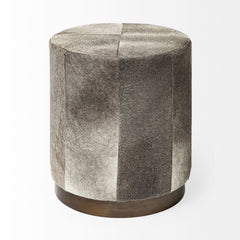 Zahavi Gold Gray-Toned Hair-On-Hide Ottoman - Ornate Home