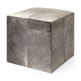 Zahavi Gray 20" Hair-On-Hide Ottoman - Ornate Home