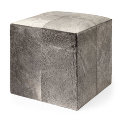 Zahavi Gray 20" Hair-On-Hide Ottoman - Ornate Home