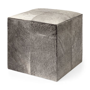 Zahavi Gray 20" Hair-On-Hide Ottoman - Ornate Home