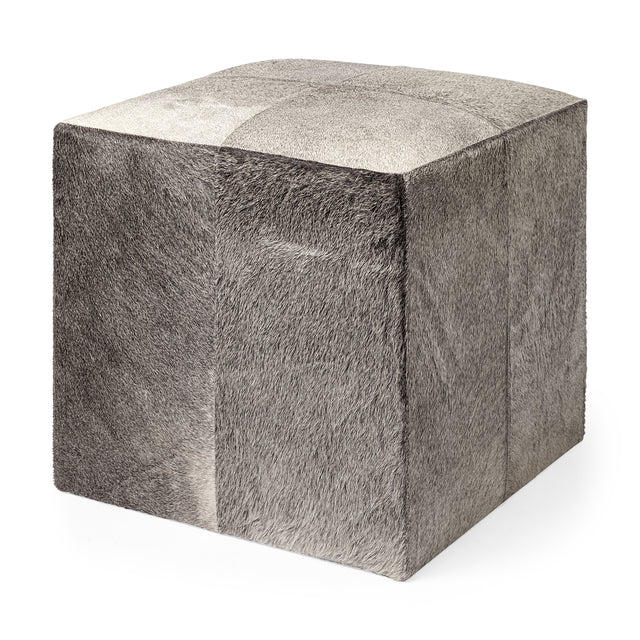 Zahavi Gray 20" Hair-On-Hide Ottoman - Ornate Home